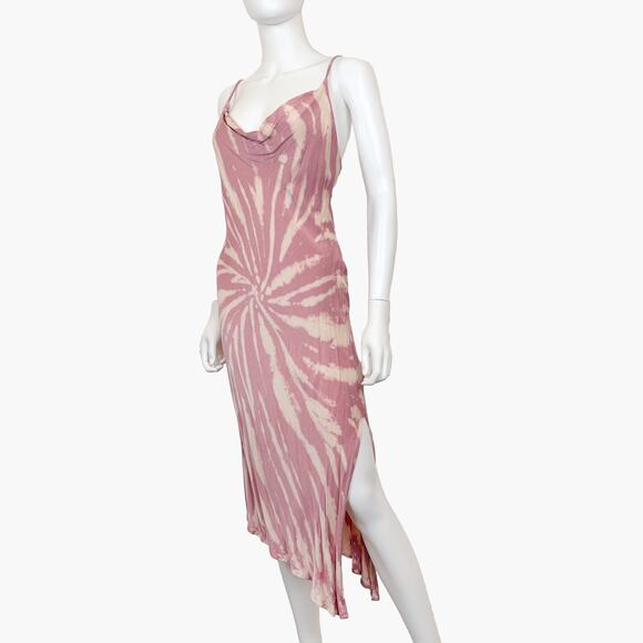 NWT VICI "Diva" Sleeveless Asymmetrical Tie-Dye Slip Midi Dress (Pink | Size S) - Picture 4 of 7